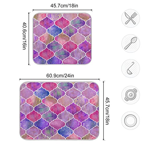 Super Absorbent Dish Drying Mat (Vintage Decorative Moroccan / 18" x 24")