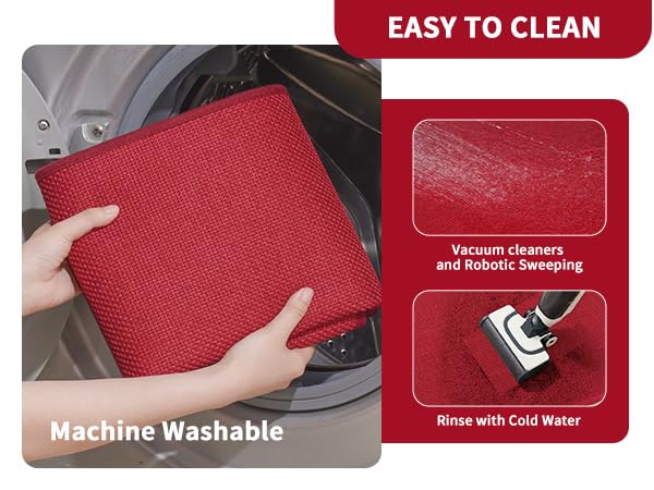 Kitchen Mat Kitchen Rugs Sets of 2 PCS Non Slip Red 17"x30"+17"x47" (A- Red / 17"x47"+17"x30")