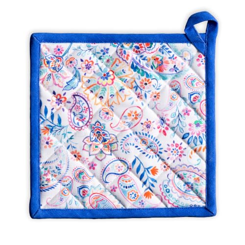 Pot Holders 100% Cotton Potholders (083 - Indian Floral / 8" x 8" (Pot Holder Pack of 1))