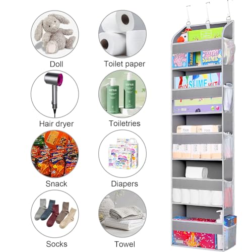 2 Pack Over the Door Storage Organizer (2 Pack / Light Gray)