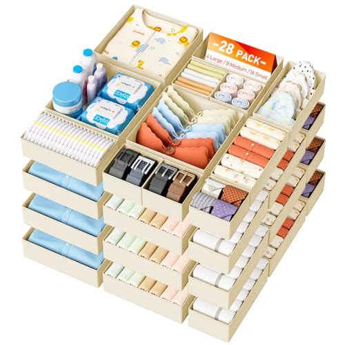 Drawer Organizer Clothes 28 Pack (Beige / 28 Pack)