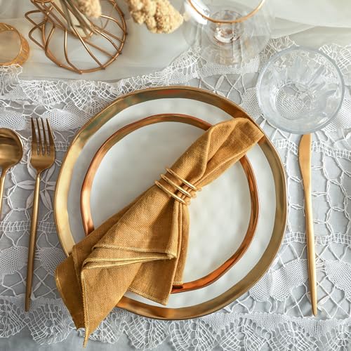 Florian Modern Porcelain Dish Set (32-Pieces Service for 8 / White with Gold Rim)