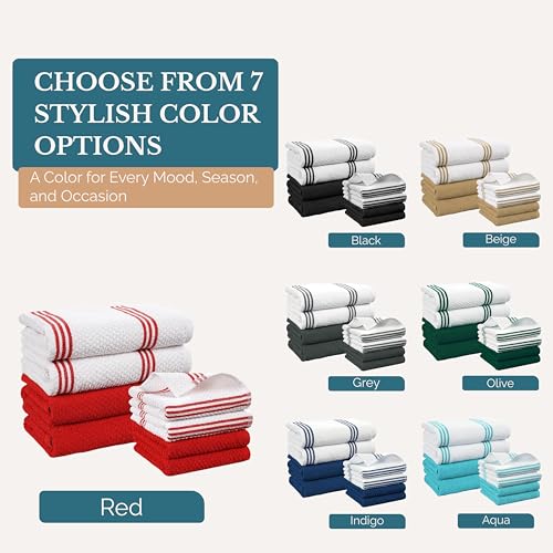 Kitchen Towel Set 8 Pc (Terry - Red / Kitchen Towel Set - 8 Pack)
