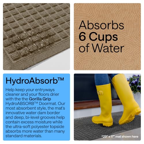 HydroABSORB Door Mat for Indoor Outdoor Use (Beige / 47" X 35")