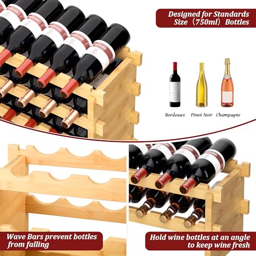 Bamboo Stackable Wine Rack (Natural / 8-Tier)