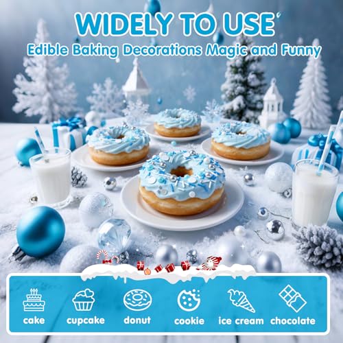 Edible Blue Silver White Pearl Sprinkles (Winter Mix)