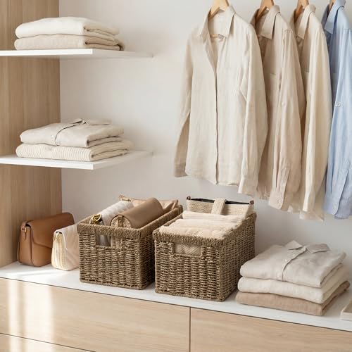 Wicker Baskets for Storage (Natural (Seagrass) / 2x 13"L x 8¼"W x 7"H)