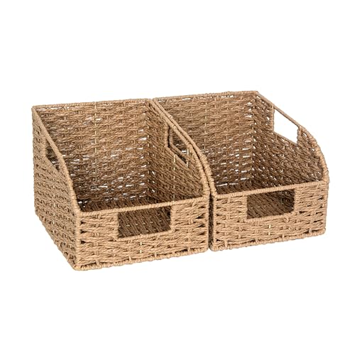 Wicker Baskets for Organizing (Light Brown(Paper Rope) / 2x 8½"L x 10"W x 7½"H)