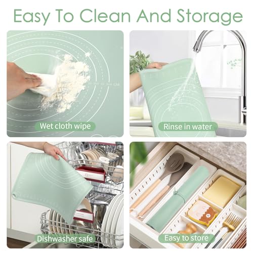 Extra Large Silicone Baking Mat for Countertops (Light Green / 27.6"L x 19.7"W)