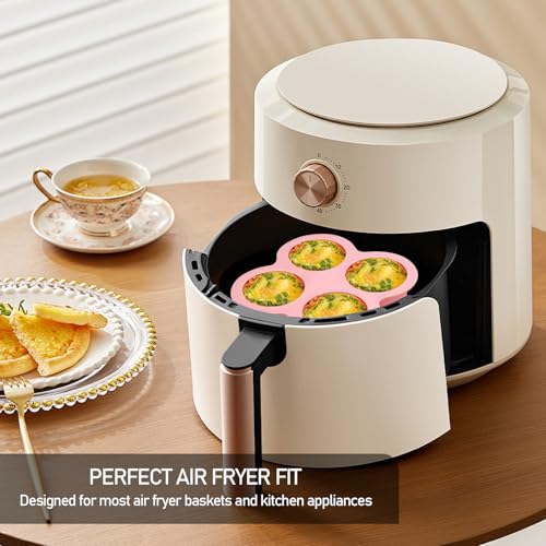 Air Fryer Egg Bite Molds 2 Pack Silicone 4 Cup Non Stick Pink