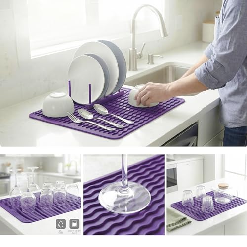 Silicone Dish Drying Mat (Purple / 16"L x 12"W)