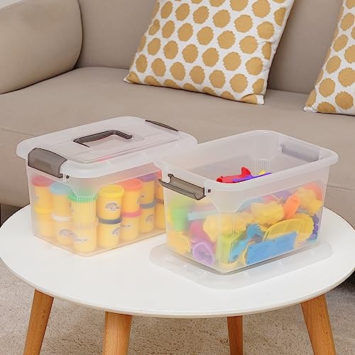 6 Packs 8.5 QT Storage Bins with Lids Clear Plastic Bins with Grey Handle Stackable Storage Containers for Organizing (8.5QT / 6 PACK)