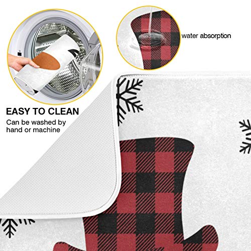Super Absorbent Dish Drying Mat (Watercolor Cute Christmas Winter Snowman / 18" x 24")