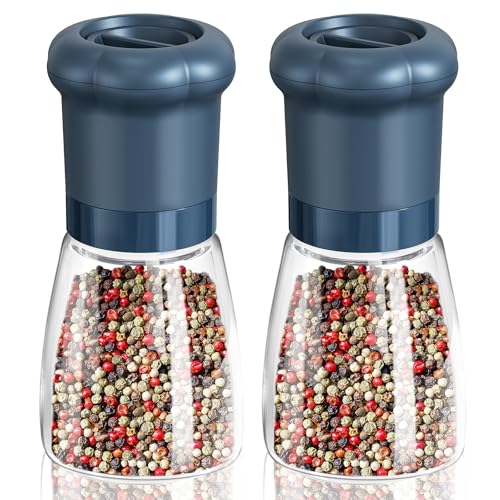 Manual Salt and Pepper Grinder Set For Professional Chef (Short Set - Blue)