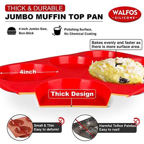 Silicone Muffin Top Pans for Baking 4inch Jumbo Size (Muffin Top Pan / 2 Pcs: 6 Cups, Jumbo)