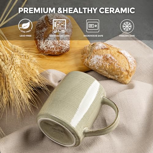 Large Coffee Mugs Set of 6 (Khaki / Set of 6 (18oz))