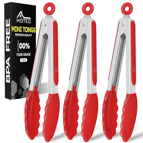 Small Silicone Kitchen Tongs 7 (Red)