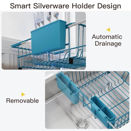 Blue Dish Drying Rack in Sink (Blue / For 12"-30"w Sink)