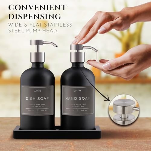 Glass Soap Dispenser Set of 2 (Black/Silver)