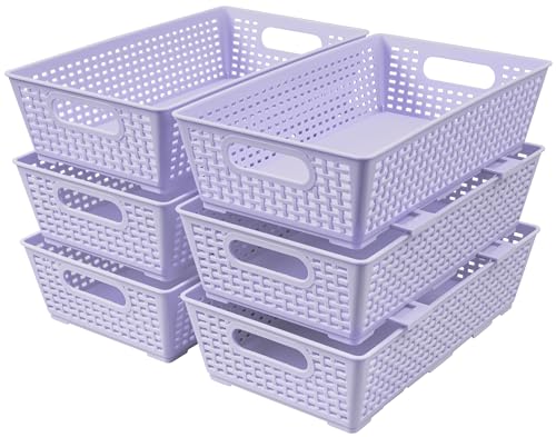 Stackable Woven Plastic Basket (Violet)