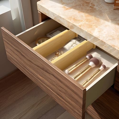 6 Pack Bamboo Drawer Dividers (4''H, 11.9''-17.1''L, 6 Pack)
