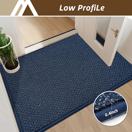 Dirt Trapper Door Mat 24"x36" Non Slip Washable Navy Blue