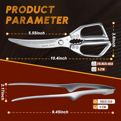 Kitchen Scissors and Cooking Tong (Light Silver)