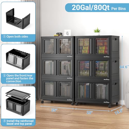 600Qt Stackable Storage Bins with Lids (Black / 150 GAL)