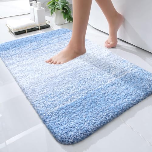 Small Bathroom Rugs 28x18 (28" X 18" / Light Blue)