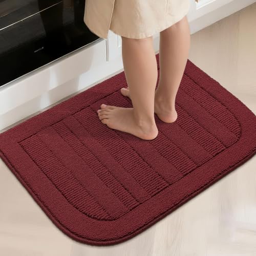 24x36 Inch Kitchen Rugs Non Slip Washable Kitchen Sink Rug (2' x 3' (Semicircular) / Red)