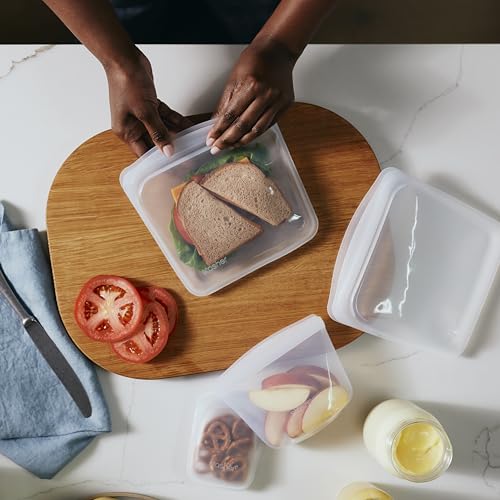 Silicone Reusable Food Storage Bags (Sea Spray+Coral+Deep Ocean / 6-Pack)