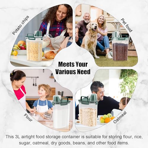 Airtight Rice Storage Container (Darck Green x 2 / 3L-2pack)