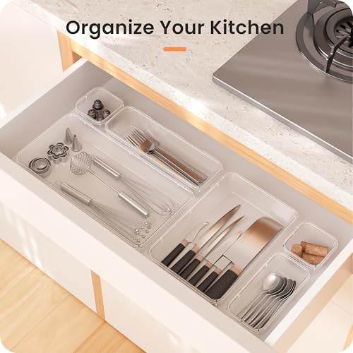 Military Grade】 Drawer Organizer for Vanity Bathroom Makeup Desk (28 Count)