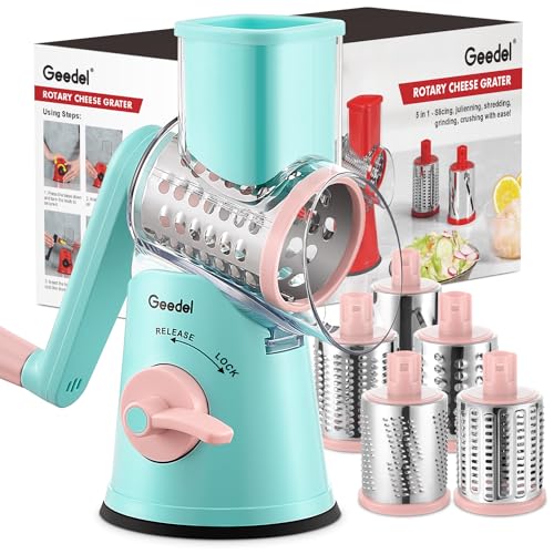 Rotary Cheese Grater Hand Crank (Tiffany Blue / 5 Blades)