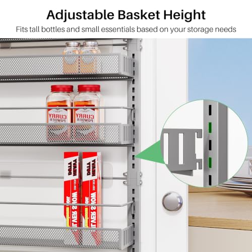 8 Tiers Over the Door Organizer (Grey / 17" W x 6" D x 69" H)