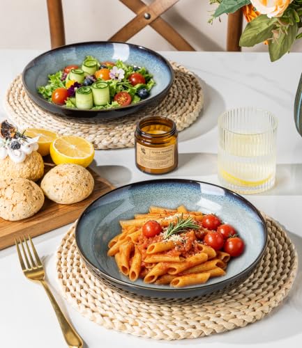 9.0" Ceramic Pasta Bowls Set of 4 (Set of 4 / Gray White)