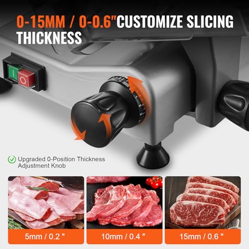 Meat Slicer 340W Electric Deli Food Slicer with 10" SUS420 Stainless Steel Blade and Built (10 inch)