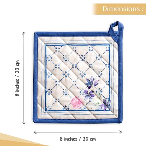 Pot Holders 100% Cotton Potholders (015 - Faience / 8" x 8" (Pot Holder Pack of 1))