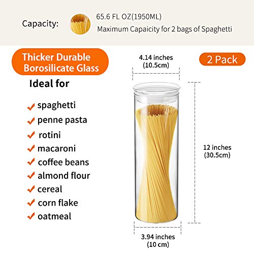 Glass Spaghetti Storage Container (Clear / 9.1-65.5oz 2Pack)