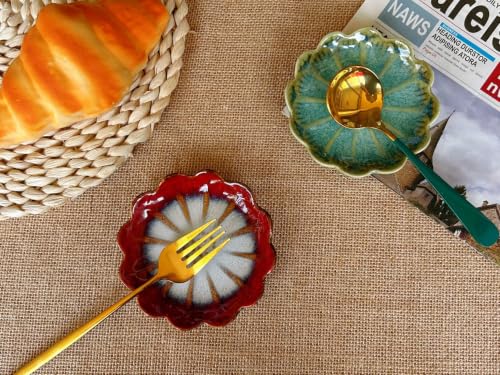 Ceramic Spoon Rest for Stove Top (Retro, Burgundy Red)
