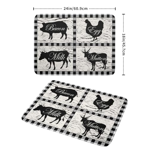 Farmhouse Animal Dish Drying Mat Buffalo Plaid Drainer Rack Mats Fast Dry Absorbent Kitchen Countertop Protector Dishes Pad 18x24 Inch (farmhouse animal / 18" x 24")