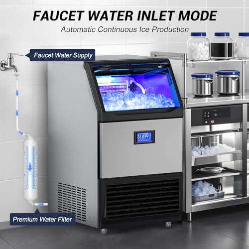 450Lbs 24H Under Counter Commercial Ice Machine with 160LBS Large Storage Bin