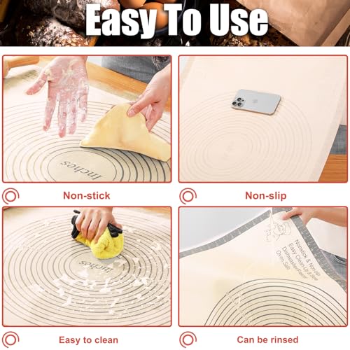 Silicone Pastry Mat 36x24 Inch Extra Large Baking Mat with Measurements (Gray / 36"L x 24"W)