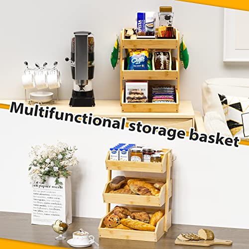 Bamboo Fruit Basket for Kitchen (3-Tier Nature)