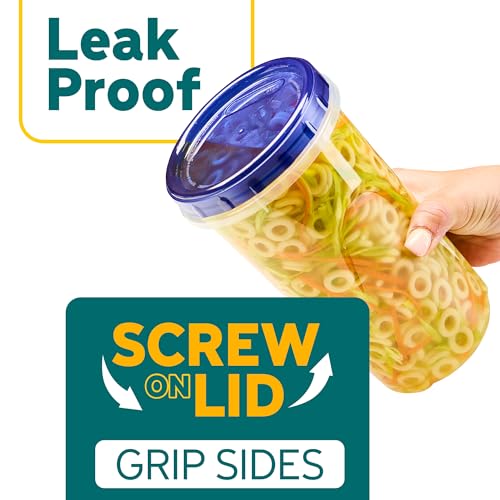 6 Pack Twist Cap Food Storage Containers with Blue Screw on Lid (48 OUNCE)