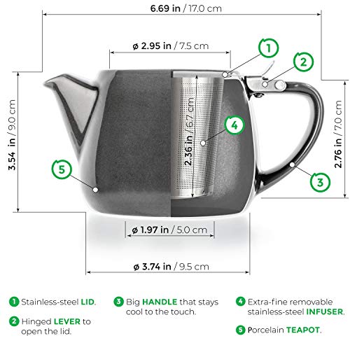 Pluto Porcelain Small Teapot Grey (Gray)