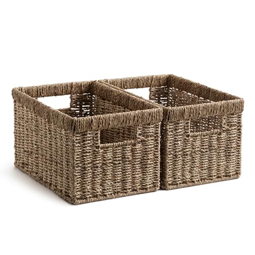 Wicker Baskets for Storage (Natural (Seagrass) / 2x 13"L x 8¼"W x 7"H)