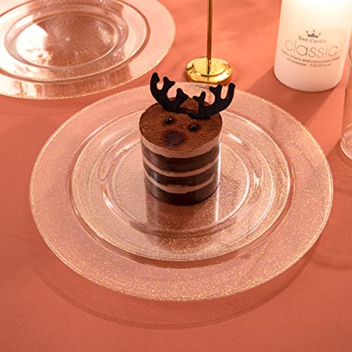 102 Pcs Gold Glitter Plastic Plates (102 Pieces / Gold Glitter)