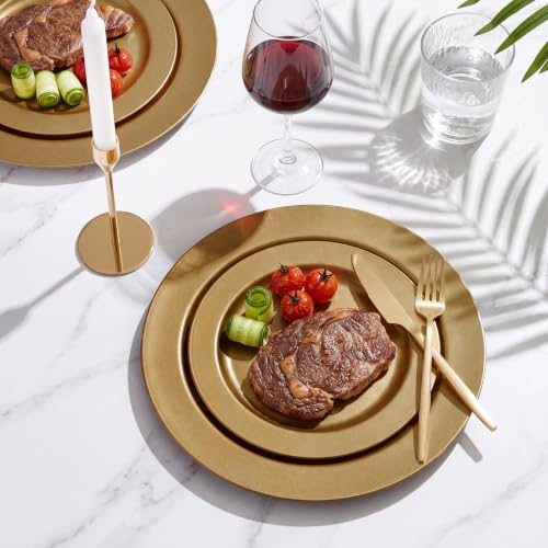 102 Pcs Solid Dark Gold Plastic Plates (Solid Gold / 102 Pcs)