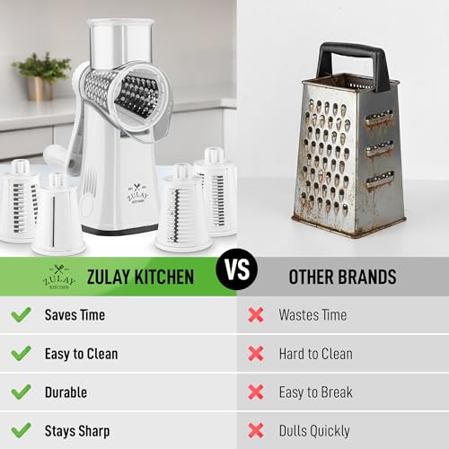 Rotary Cheese Grater Manual Hand Crank 5 Blade Shredder
